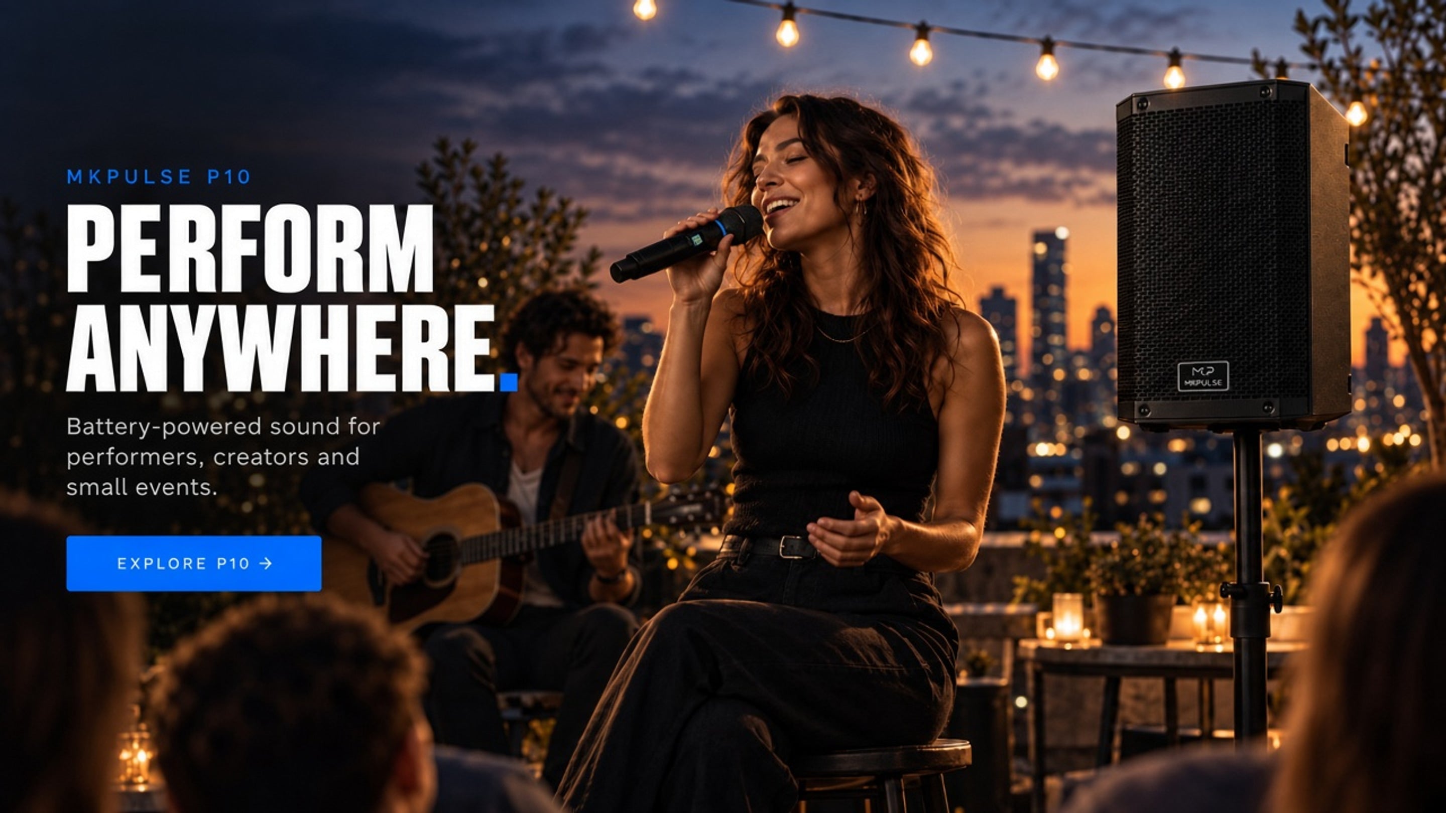 MKPULSE P10 — live acoustic set on a city rooftop