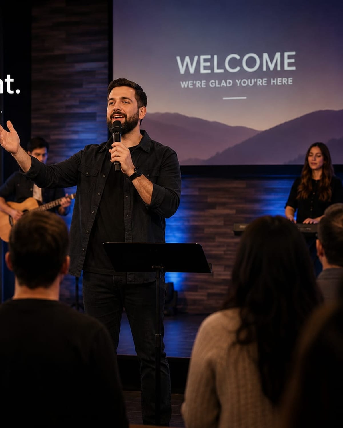 Community hall PA speaker setup for speech and announcements