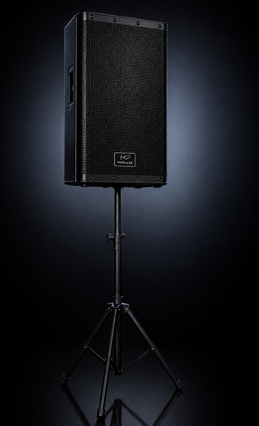 MKPULSE S15 Event Quad — S15 on speaker stand