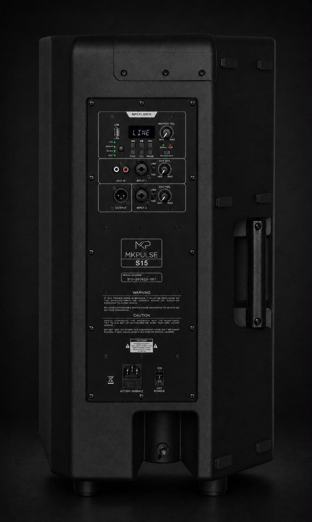 MKPULSE S15 Event Quad — rear panel inputs and controls