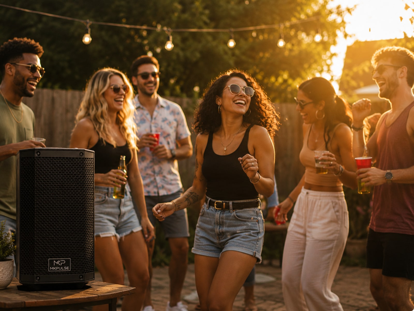 P10 powering an outdoor backyard gathering